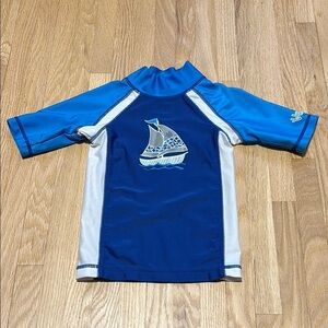 UVSkinz - UPF 50 - Unisex Kids Swim T-Shirt Blue Sailboat Size 2T